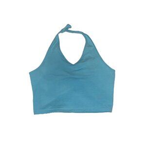 H&M Divided Crop Top Halter Neck Tie Cropped Recycled Blue Crop Halter Top L